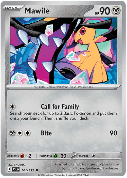 Mawile 144/217 Uncommon Pokemon Card (Mega Evolution Ascended Heroes)