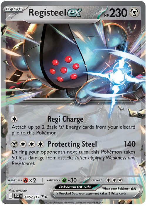 Registeel ex 145/217 Double Rare Pokemon Card (Mega Evolution Ascended Heroes)