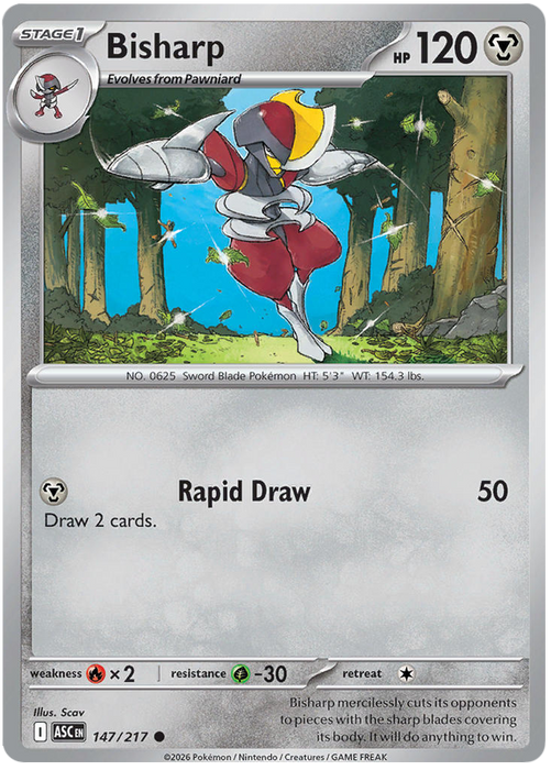 Bisharp 147/217 Common Pokemon Card (Mega Evolution Ascended Heroes)