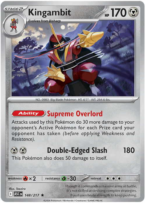 Kingambit 148/217 Rare Pokemon Card (Mega Evolution Ascended Heroes)