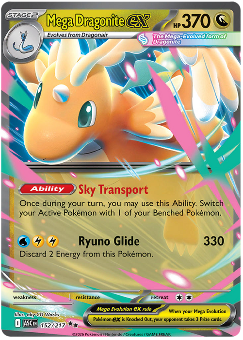 Mega Dragonite ex 152/217 Double Rare Pokemon Card (Mega Evolution Ascended Heroes)