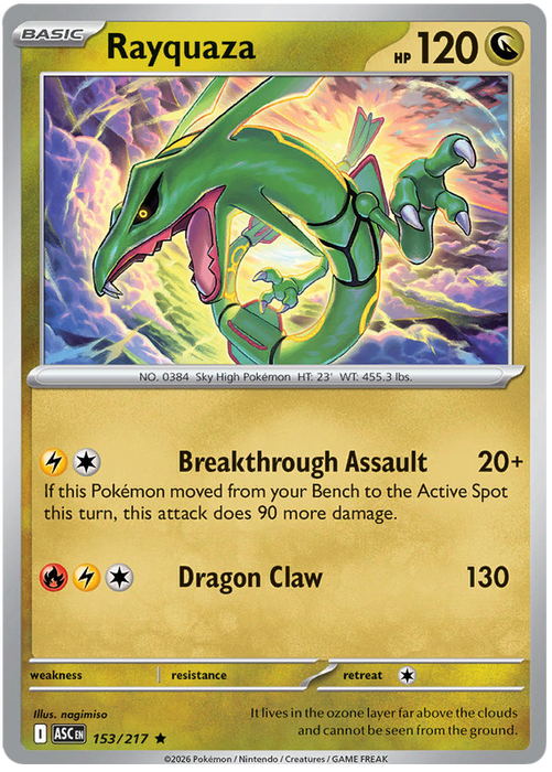 Rayquaza 153/217 Rare Pokemon Card (Mega Evolution Ascended Heroes)