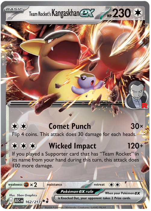 Team Rocket's Kangaskhan ex 162/217 Double Rare Pokemon Card (Mega Evolution Ascended Heroes)