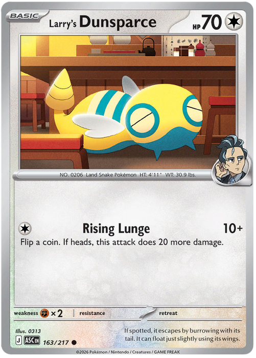 Larry's Dunsparce 163/217 Common Pokemon Card (Mega Evolution Ascended Heroes)