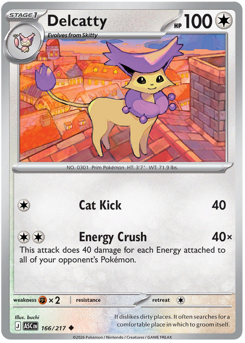 Delcatty 166/217 Uncommon Pokemon Card (Mega Evolution Ascended Heroes)