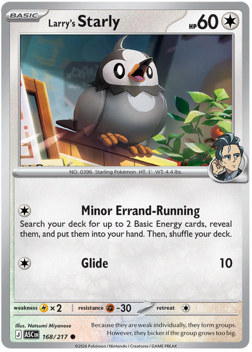 Larry's Starly 168/217 Common Pokemon Card (Mega Evolution Ascended Heroes)