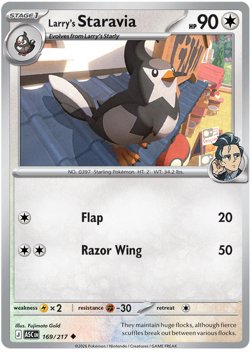 Larry's Staravia 169/217 Uncommon Pokemon Card (Mega Evolution Ascended Heroes)