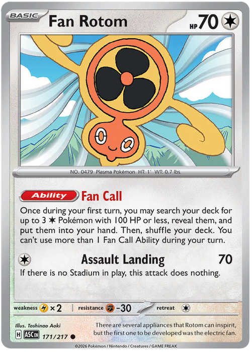 Fan Rotom 171/217 Common Pokemon Card (Mega Evolution Ascended Heroes)
