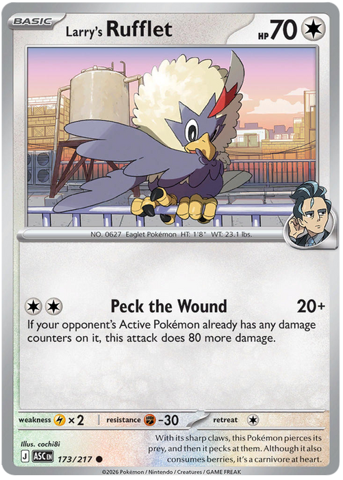 Larry's Rufflet 173/217 Common Pokemon Card (Mega Evolution Ascended Heroes)