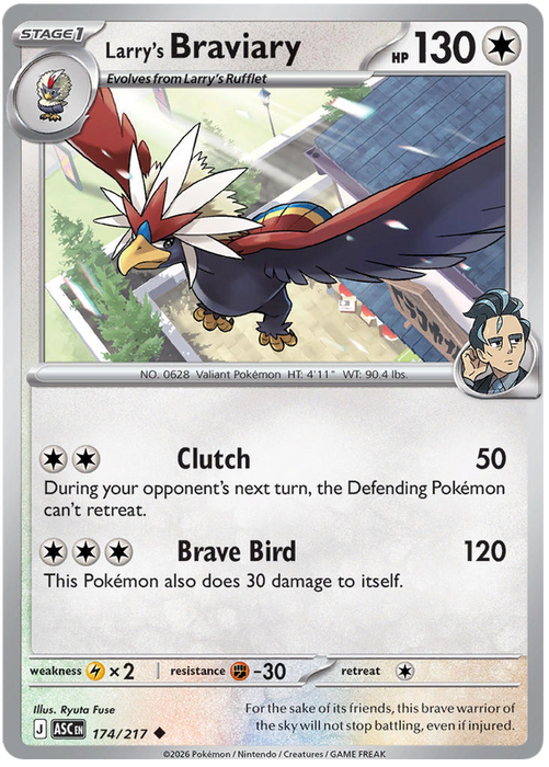Larry's Braviary 174/217 Uncommon Pokemon Card (Mega Evolution Ascended Heroes)