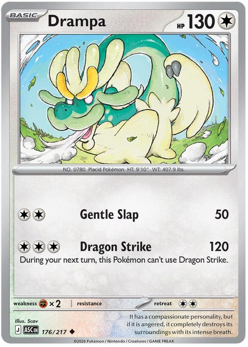 Drampa 176/217 Uncommon Pokemon Card (Mega Evolution Ascended Heroes)