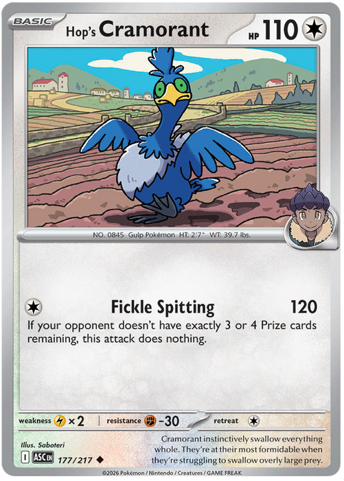 Hop's Cramorant 177/217 Uncommon Pokemon Card (Mega Evolution Ascended Heroes)