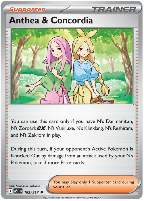 Anthea & Concordia 182/217 Uncommon Pokemon Card (Mega Evolution Ascended Heroes)