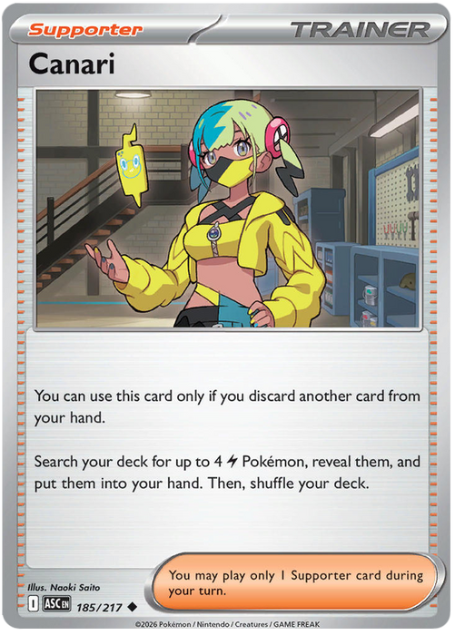 Canari 185/217 Uncommon Pokemon Card (Mega Evolution Ascended Heroes)
