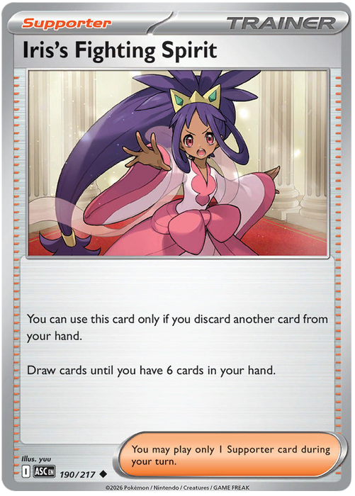 Iris's Fighting Spirit 190/217 Uncommon Pokemon Card (Mega Evolution Ascended Heroes)