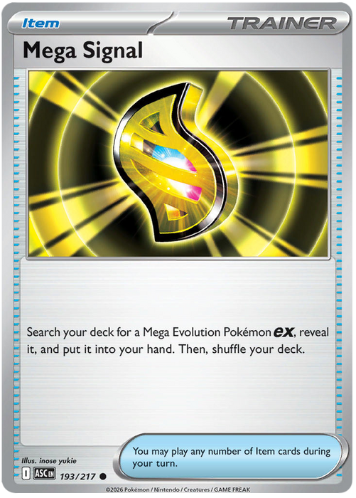 Mega Signal 193/217 Common Pokemon Card (Mega Evolution Ascended Heroes)