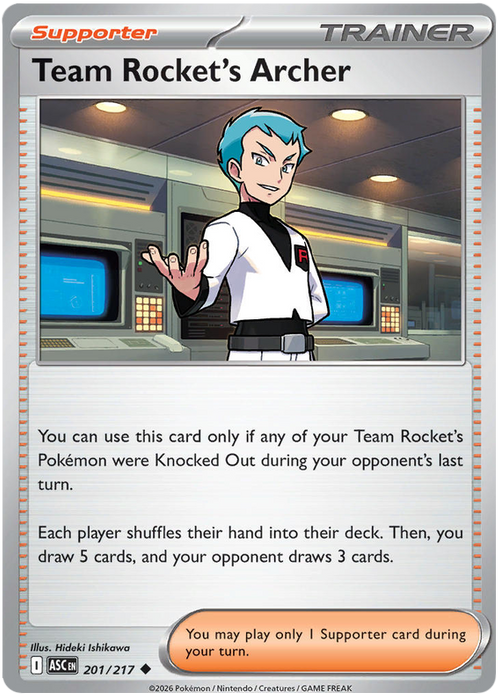 Team Rocket's Archer 201/217 Uncommon Pokemon Card (Mega Evolution Ascended Heroes)