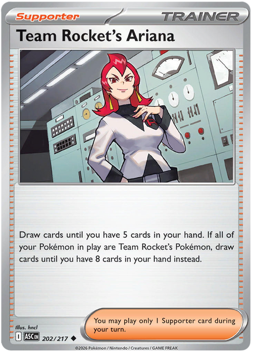 Team Rocket's Ariana 202/217 Uncommon Pokemon Card (Mega Evolution Ascended Heroes)