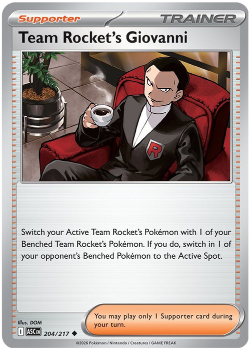 Team Rocket's Giovanni 204/217 Uncommon Pokemon Card (Mega Evolution Ascended Heroes)