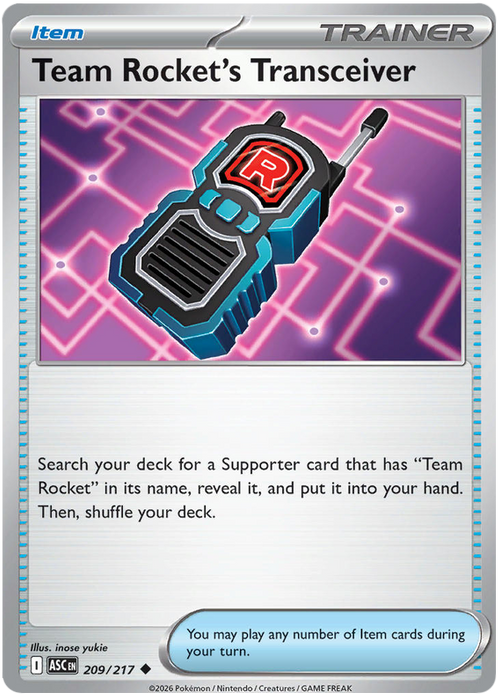 Team Rocket's Transceiver 209/217 Uncommon Pokemon Card (Mega Evolution Ascended Heroes)