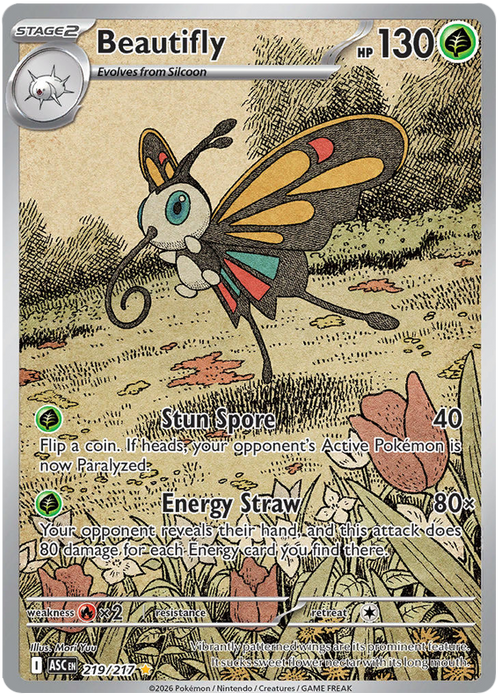 Beautifly 219/217 Illustration Rare Pokemon Card (Mega Evolution Ascended Heroes)