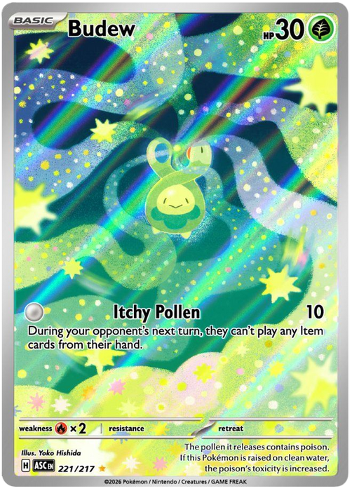 Budew 221/217 Illustration Rare Pokemon Card (Mega Evolution Ascended Heroes)
