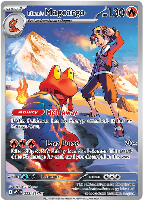 Ethan's Magcargo 222/217 Illustration Rare Pokemon Card (Mega Evolution Ascended Heroes)