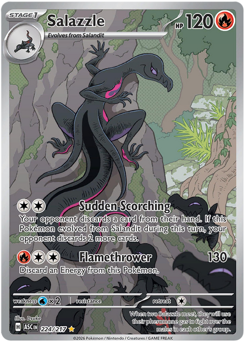Salazzle 224/217 Illustration Rare Pokemon Card (Mega Evolution Ascended Heroes)