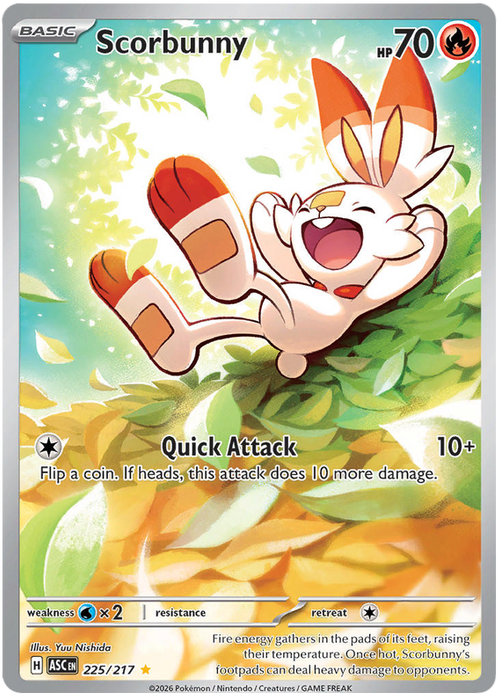 Scorbunny 225/217 Illustration Rare Pokemon Card (Mega Evolution Ascended Heroes)