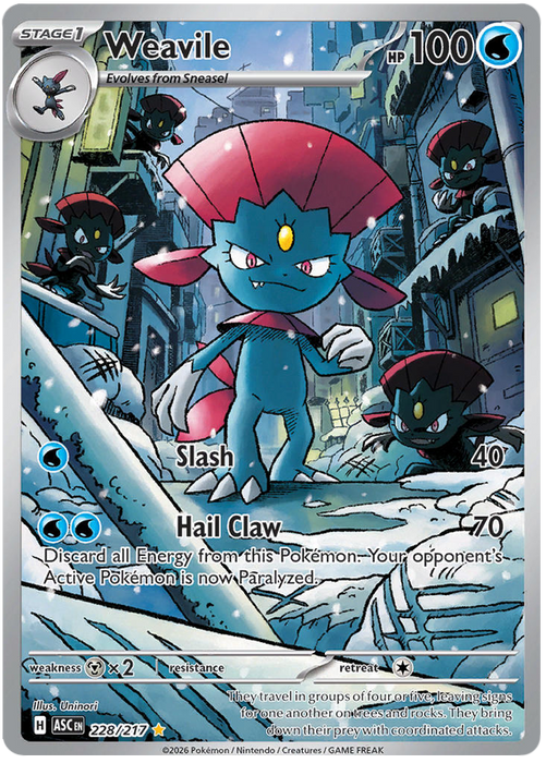 Weavile 228/217 Illustration Rare Pokemon Card (Mega Evolution Ascended Heroes)