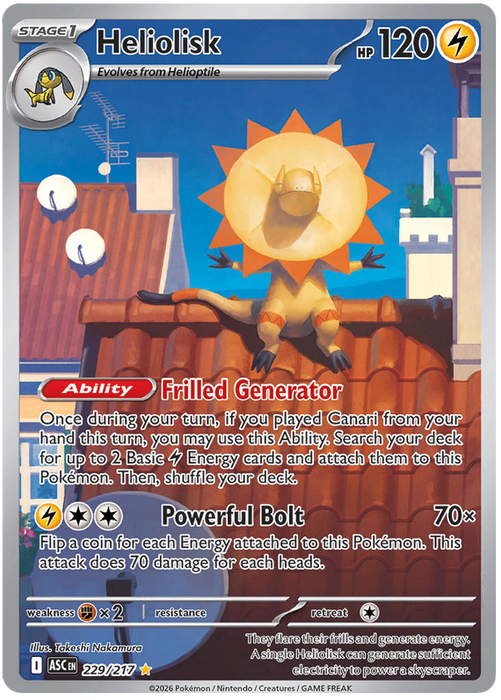 Heliolisk 229/217 Illustration Rare Pokemon Card (Mega Evolution Ascended Heroes)