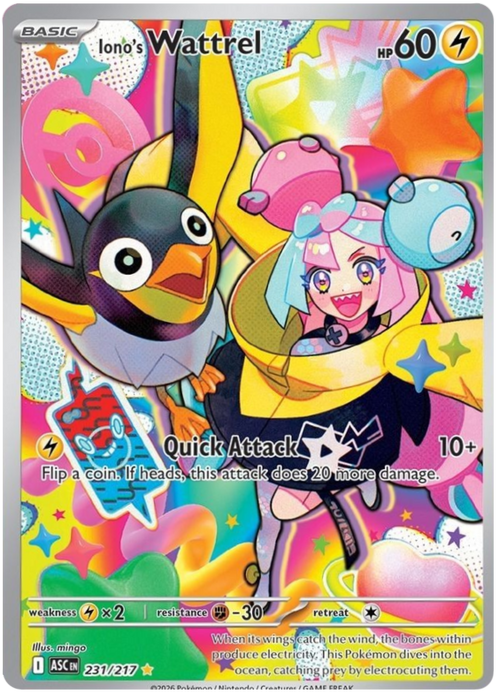 Iono's Wattrel 231/217 Illustration Rare Pokemon Card (Mega Evolution Ascended Heroes)