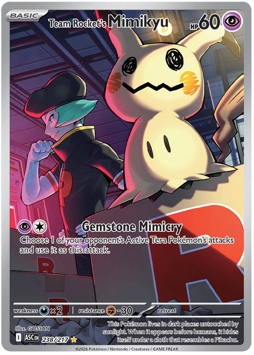 Team Rocket's Mimikyu 238/217 Illustration Rare Pokemon Card (Mega Evolution Ascended Heroes)