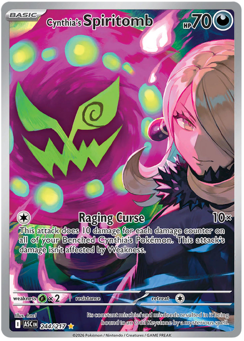 Cynthia's Spiritomb 244/217 Illustration Rare Pokemon Card (Mega Evolution Ascended Heroes)
