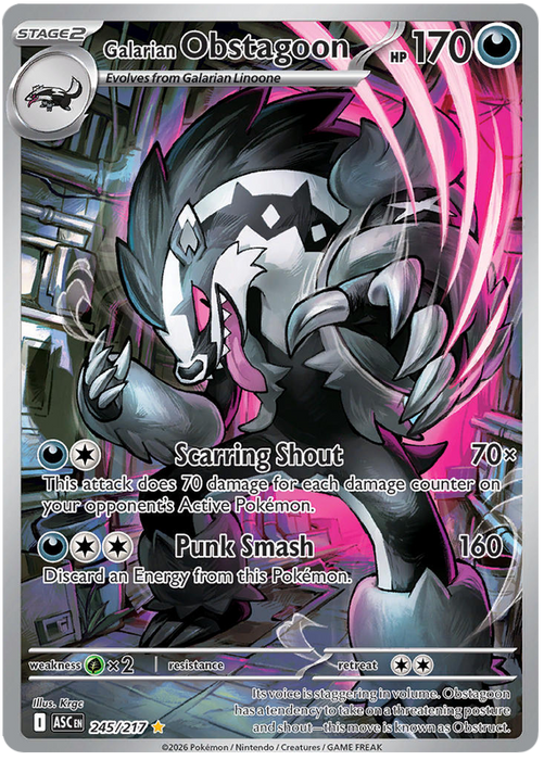 Galarian Obstagoon 245/217 Illustration Rare Pokemon Card (Mega Evolution Ascended Heroes)