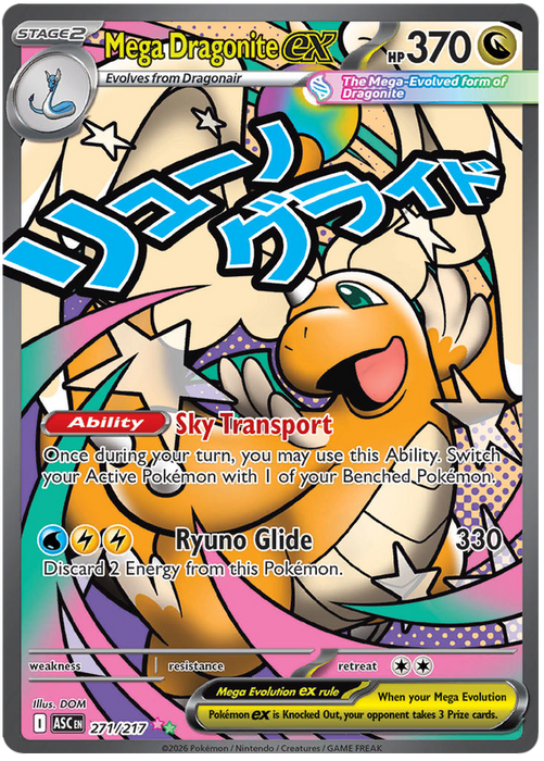 Mega Dragonite ex 271/217 Mega Attack Rare Pokemon Card (Mega Evolution Ascended Heroes)