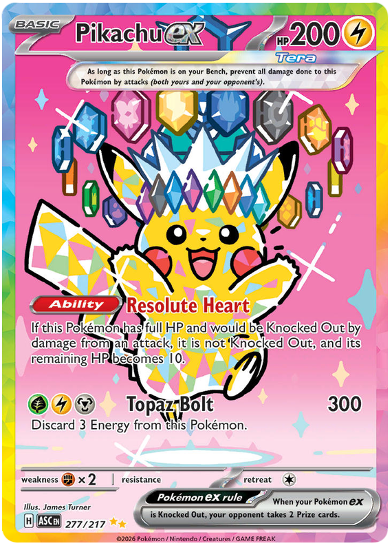 Pikachu ex 277/217 Special Illustration Rare Pokemon Card (Mega