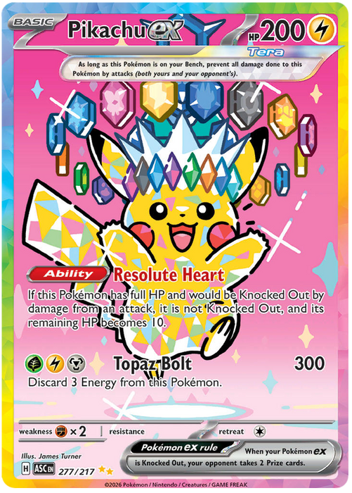 Pikachu ex 277/217 Special Illustration Rare Pokemon Card (Mega