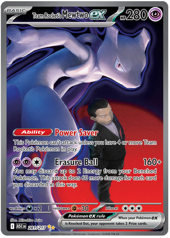 Team Rocket's Mewtwo ex 281/217 Special Illustration Rare Pokemon Card ...