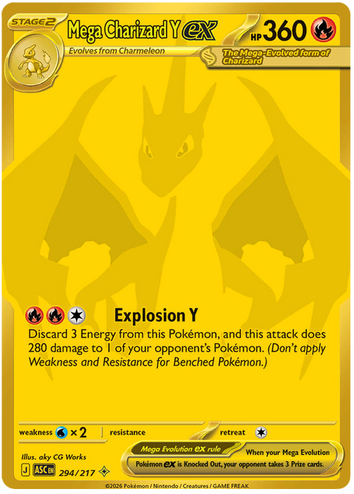 Mega Charizard Y ex 294/217 Mega Hyper Rare Pokemon Card (Mega Evolution Ascended Heroes)