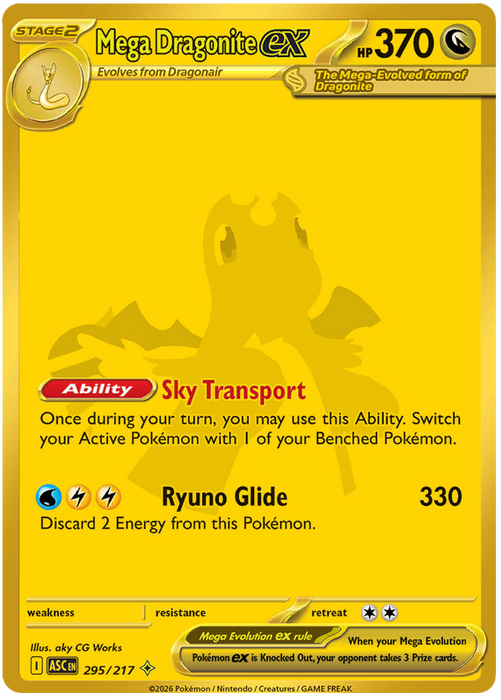 Mega Dragonite ex 295/217 Mega Hyper Rare Pokemon Card (Mega Evolution Ascended Heroes)