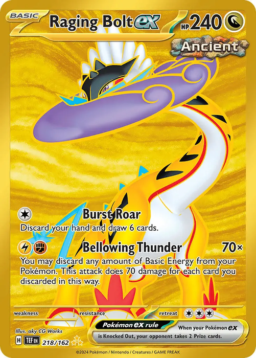 Raging Bolt ex 218/162 Hyper Rare Pokemon Card (SV Temporal Forces)