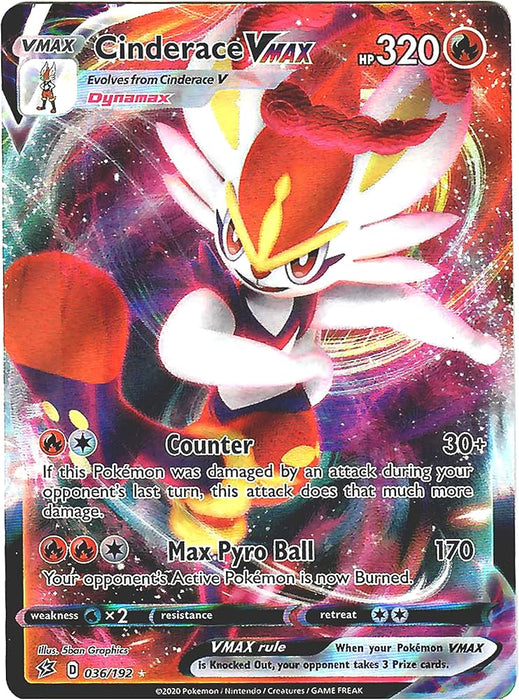 Cinderace VMAX 036/192 Ultra Rare Pokemon Card (SWSH Rebel Clash)