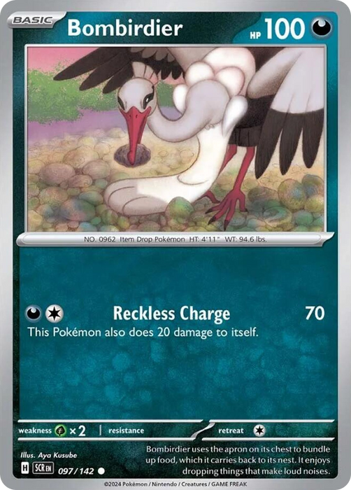 Bombirdier 097 /142 Common Reverse Holo Pokemon Card (SV Stellar Crown)