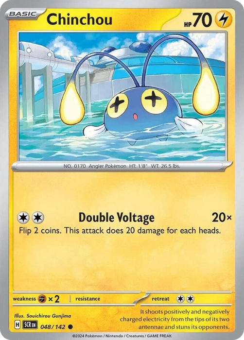 Chinchou 048 /142 Common Reverse Holo Pokemon Card (SV Stellar Crown)