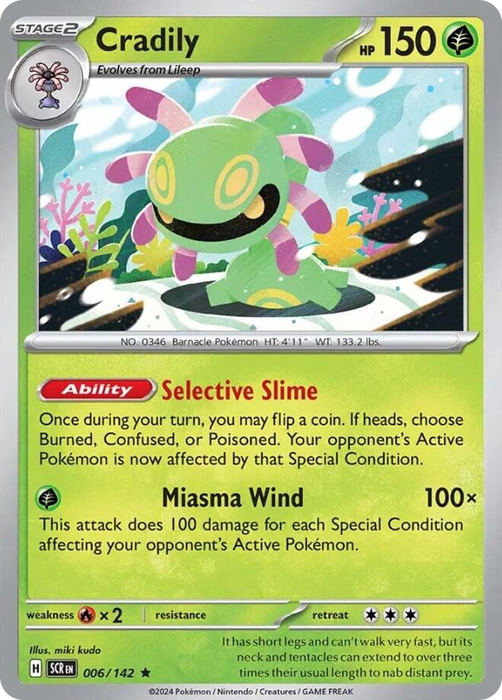 Cradily 006 /142 Rare Pokemon Card (SV Stellar Crown)