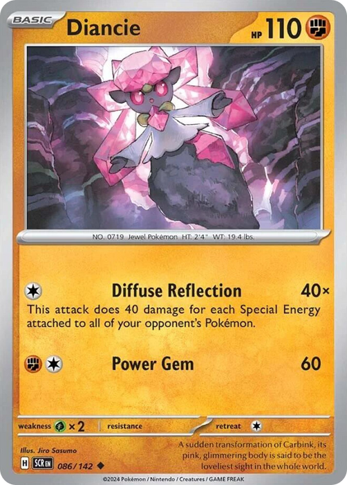 Diancie 086 /142 Uncommon Reverse Holo Pokemon Card (SV Stellar Crown)