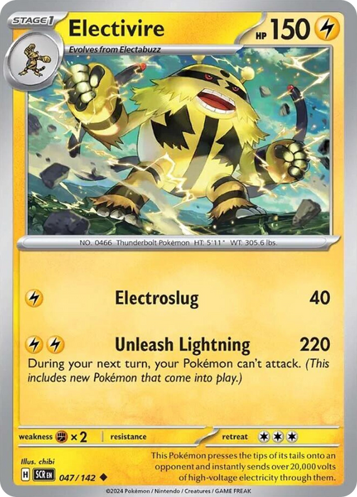 Electivire 047 /142 Uncommon Reverse Holo Pokemon Card (SV Stellar Crown)