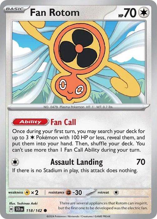 Fan Rotom 118 /142 Common Reverse Holo Pokemon Card (SV Stellar Crown)