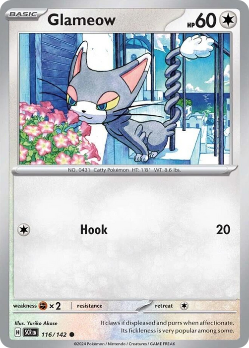 Glameow 116 /142 Common Reverse Holo Pokemon Card (SV Stellar Crown)